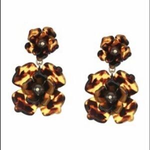 J.CREW Acetate Acrylic Disk Flower Brown Earring
